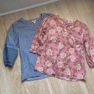 2 Women's Croft & Barrow Smocked Blouse Size PXS